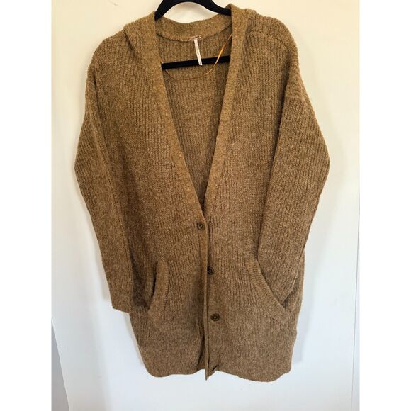 We The Free Sweaters - We the Free Long Tan Cardigan Wool/Alpaca/Acrylic/Poly/Nylon Size M